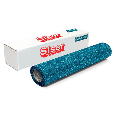 Siser Glitter Heat Transfer Vinyl (HTV) 20" x 150 ft Roll - 47 Colors Available Siser Heat Transfer Siser Aqua 