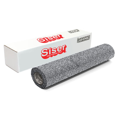 Siser Glitter Heat Transfer Vinyl (HTV) 20" x 150 ft Roll - 47 Colors Available Siser Heat Transfer Siser Black Silver 