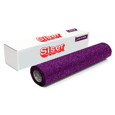 Siser Glitter Heat Transfer Vinyl (HTV) 20" x 150 ft Roll - 47 Colors Available Siser Heat Transfer Siser Eggplant 