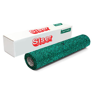 Siser Glitter Heat Transfer Vinyl (HTV) 20" x 150 ft Roll - 47 Colors Available Siser Heat Transfer Siser Emerald 