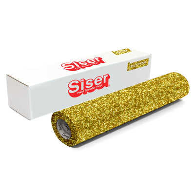 Siser Glitter Heat Transfer Vinyl (HTV) 20" x 150 ft Roll - 47 Colors Available Siser Heat Transfer Siser Gold 