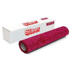 Siser Glitter Heat Transfer Vinyl (HTV) 20" x 150 ft Roll - 47 Colors Available Siser Heat Transfer Siser Hot Pink 