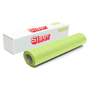 Siser Glitter Heat Transfer Vinyl (HTV) 20" x 150 ft Roll - 47 Colors Available Siser Heat Transfer Siser Neon Green 