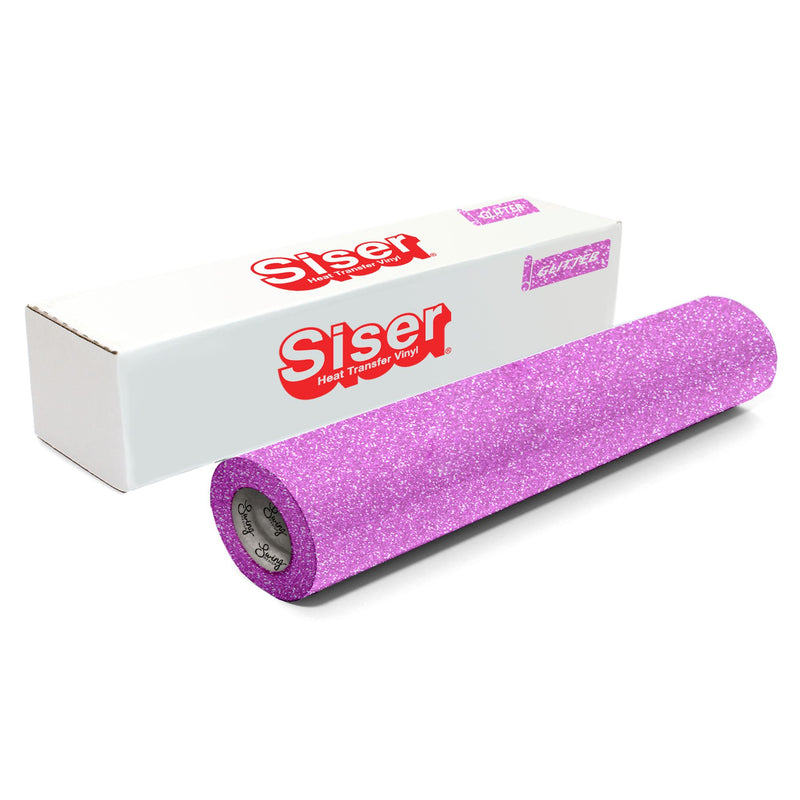 Siser Glitter Heat Transfer Vinyl (HTV) 20" x 150 ft Roll - 47 Colors Available Siser Heat Transfer Siser Neon Purple 