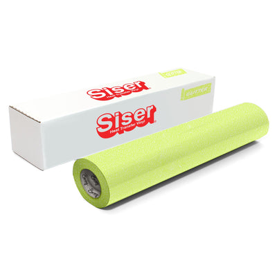 Siser Glitter Heat Transfer Vinyl (HTV) 20" x 150 ft Roll - 47 Colors Available Siser Heat Transfer Siser Neon Yellow 