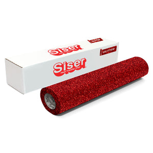 Siser Glitter Heat Transfer Vinyl (HTV) 20" x 150 ft Roll - 47 Colors Available Siser Heat Transfer Siser Red 
