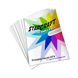 StarCraft Inkjet Printable Heat Transfer 100 Sheet Pack - Dark & Light Materials Vinyl Star Craft Vinyl 