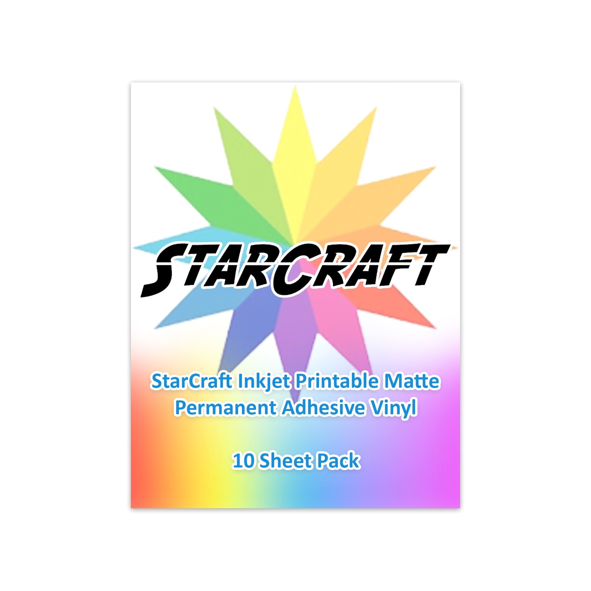 StarCraft Inkjet Printable Matte Permanent Adhesive Vinyl 10 Sheet Pack