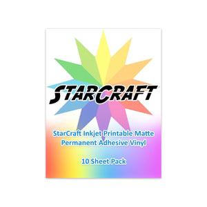 StarCraft Inkjet Printable Matte Permanent Adhesive Vinyl 10 Sheet Pack Vinyl Star Craft Vinyl 