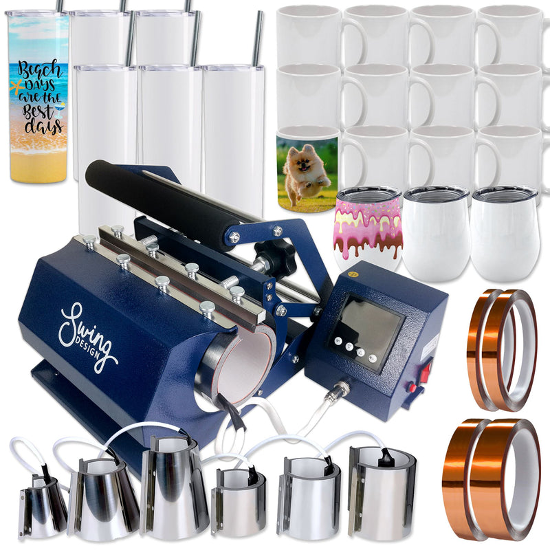 Swing Design 7-in-1 Tumbler Press 20oz/30oz Bundle - Navy Heat Press Swing Design 
