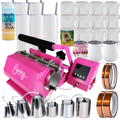 Swing Design 7-in-1 Tumbler Press 20oz/30oz Bundle - Pink Heat Press Swing Design 