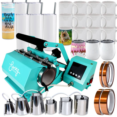 Swing Design 7-in-1 Tumbler Press 20oz/30oz Bundle - Turquoise Heat Press Swing Design 
