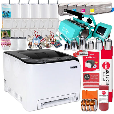 Uninet IColor 350 Digital Laser Dye Sublimation Printer w/ 7-in-1 Tumbler Press - Swing Design1