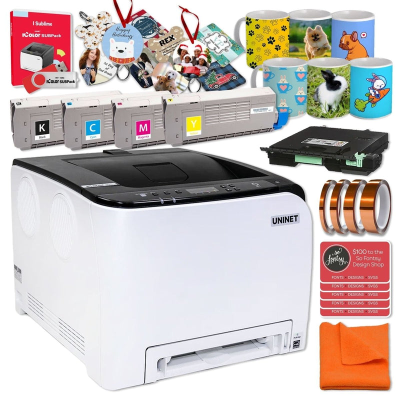 Uninet IColor 350 Laser Dye Sublimation Printer w/ 15" x 15" 8-in-1 Heat Press - Swing Design2