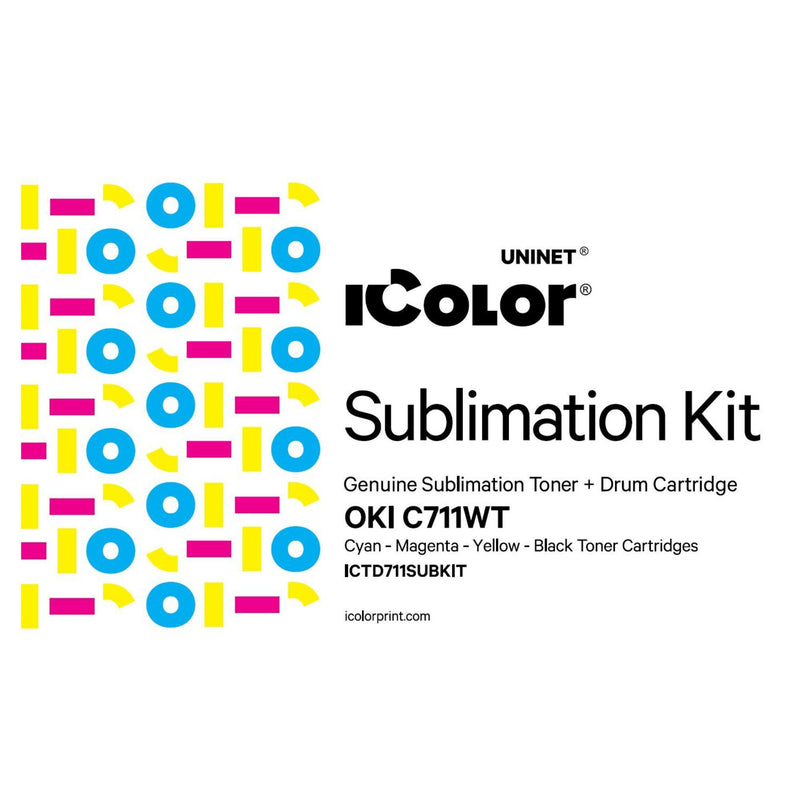 Uninet OKI C711WT Sublimation CMYK Toner & Drum Cartridge Kit Sublimation Bundle UniNET 