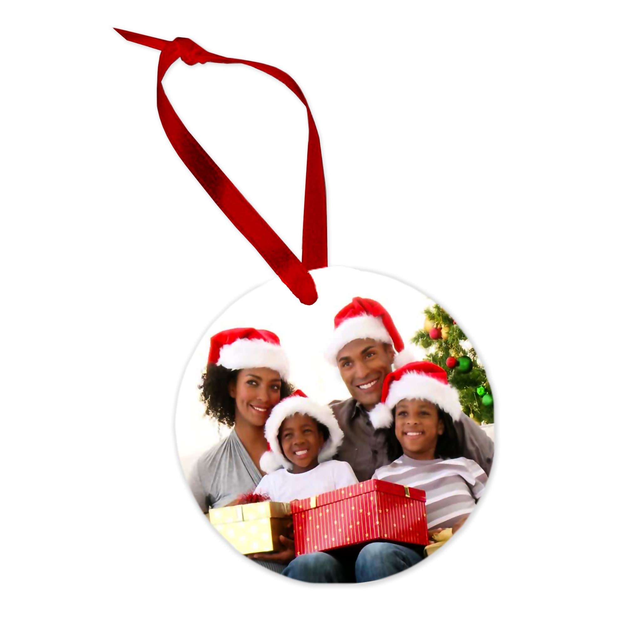 Unisub Round Sublimation Ornaments With White Ribbons White Gloss